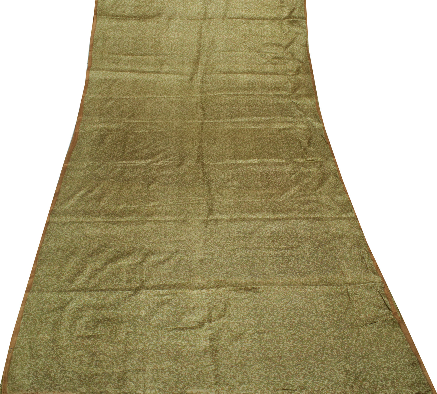 Sushila Vintage Cream Saree Blend Silk Printed Floral Soft Craft 5 Yard Fabric
