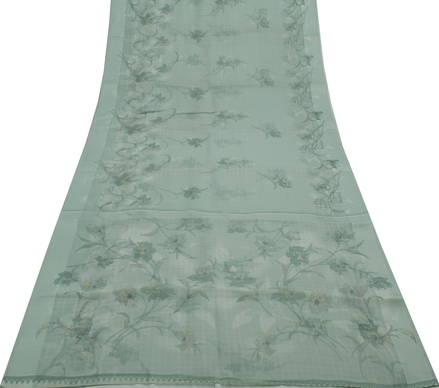 Sushila Vintage Indian Saree Blend Silk Printed Floral Soft Craft 5 Yard Fabric