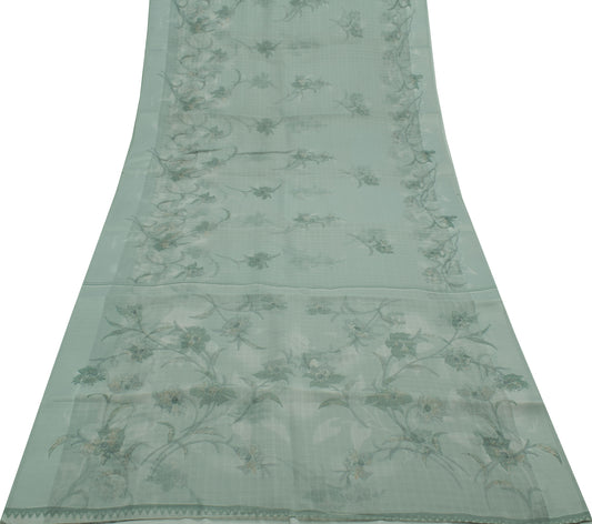 Sushila Vintage Indian Saree Blend Silk Printed Floral Soft Craft 5 Yard Fabric