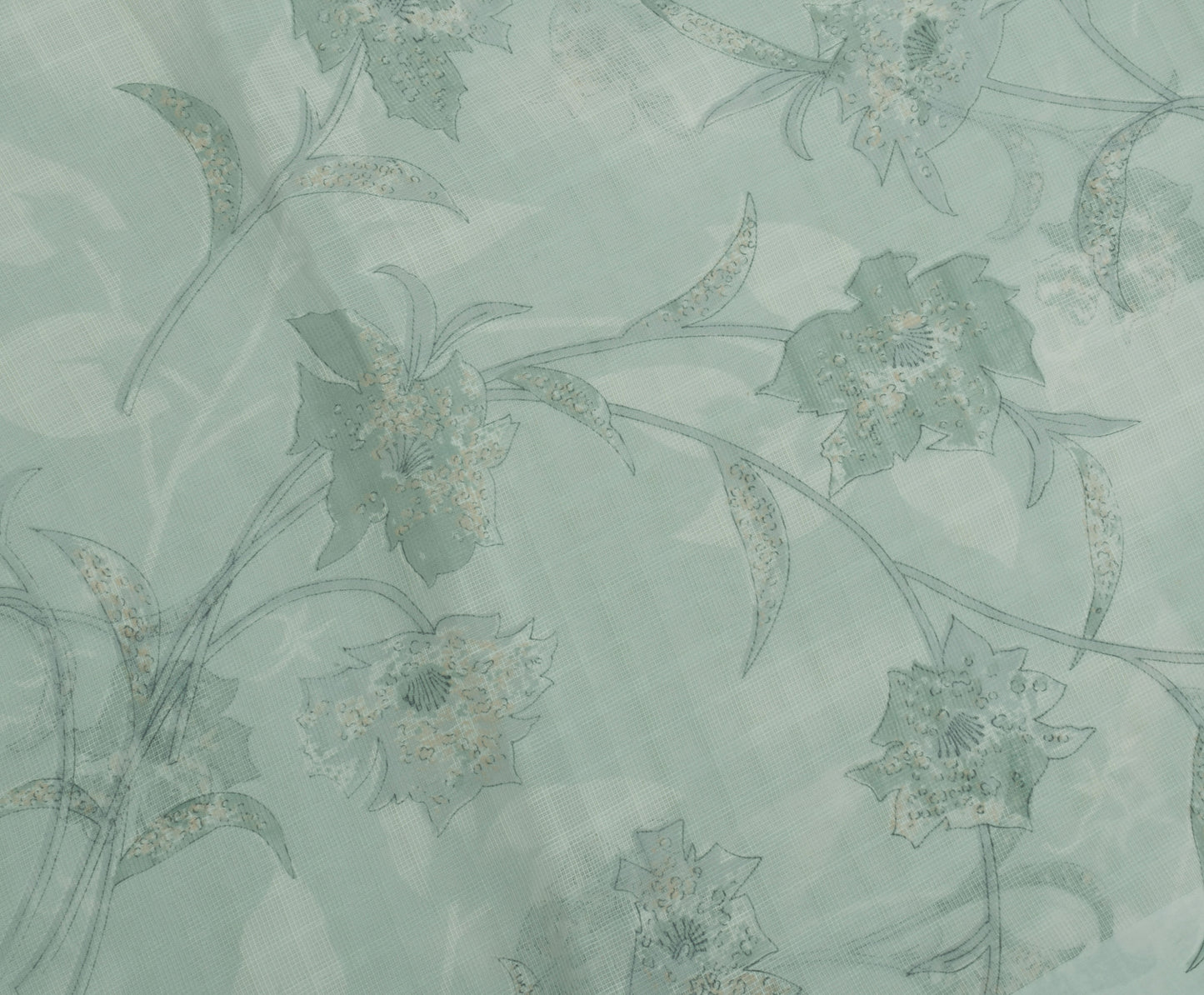 Sushila Vintage Indian Saree Blend Silk Printed Floral Soft Craft 5 Yard Fabric