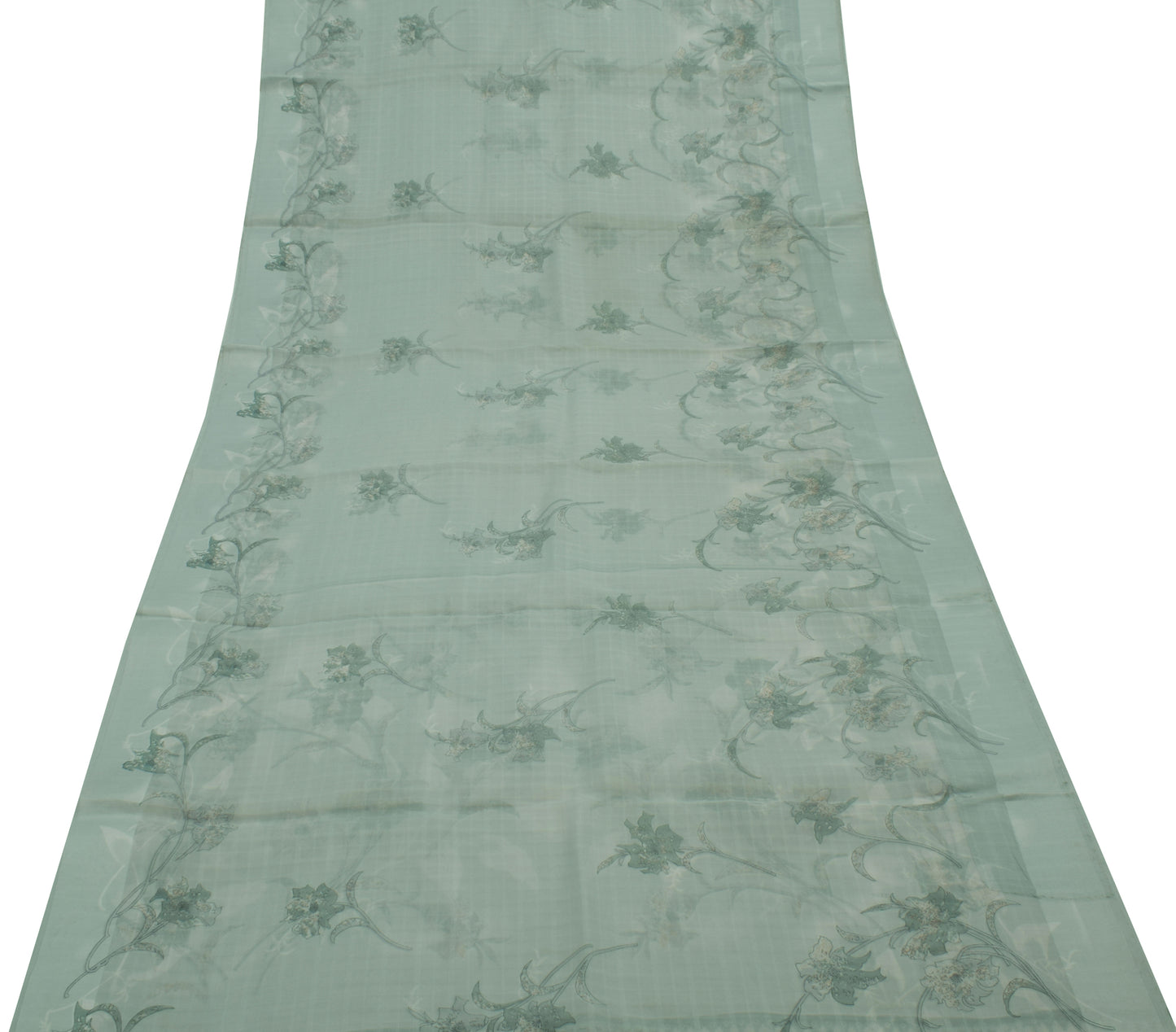 Sushila Vintage Indian Saree Blend Silk Printed Floral Soft Craft 5 Yard Fabric