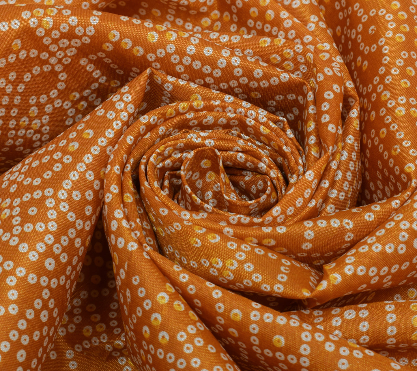 Sushila Vintage Orange Saree Blend Silk Printed 5 Yard Soft Craft Sari Fabric