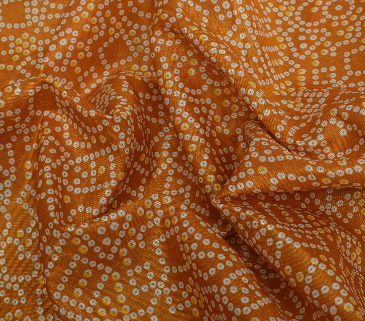 Sushila Vintage Orange Saree Blend Silk Printed 5 Yard Soft Craft Sari Fabric