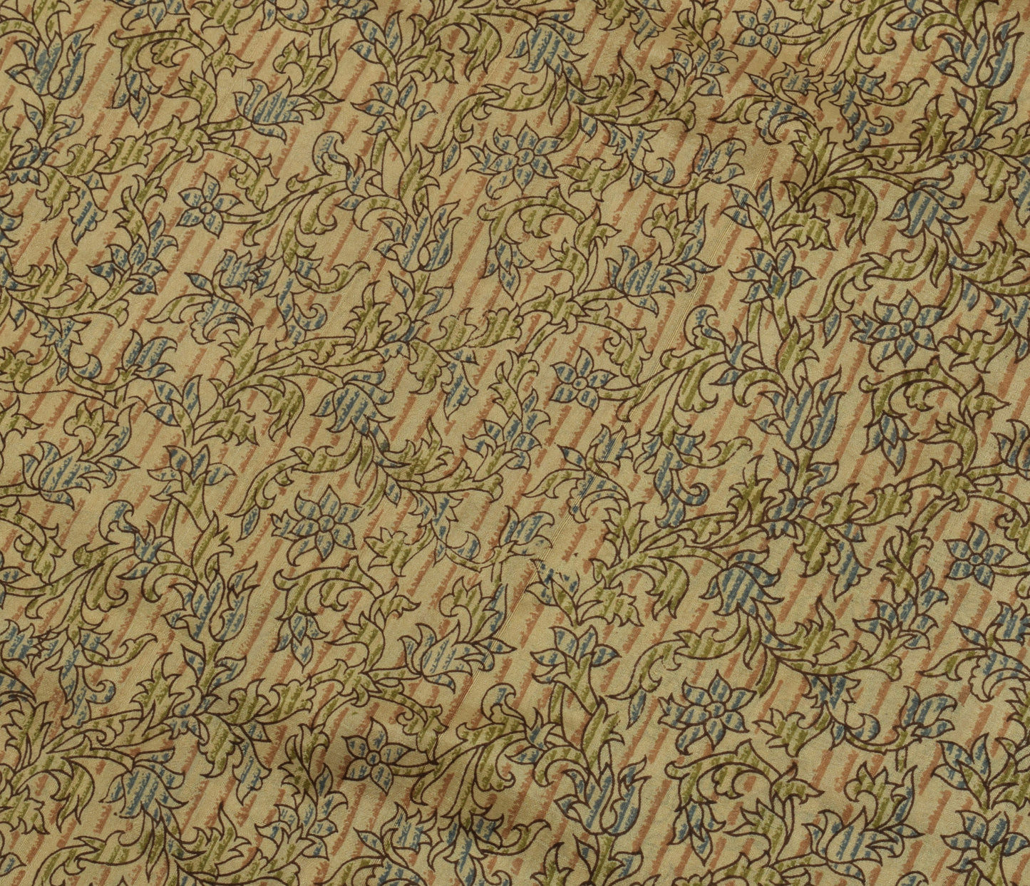 Sushila Vintage Light Brown Saree Pure Silk Printed Floral Soft Craft Fabric