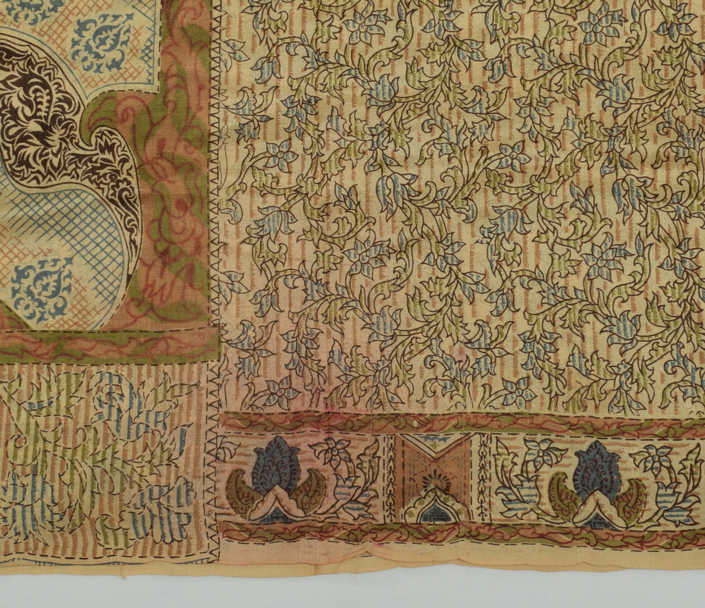 Sushila Vintage Light Brown Saree Pure Silk Printed Floral Soft Craft Fabric