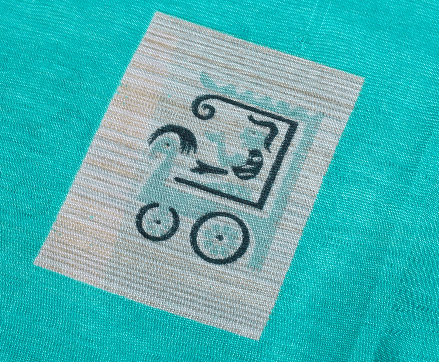 Sushila Vintage Indian Aqua Blue Saree Blend Silk Printed Soft Craft Fabric