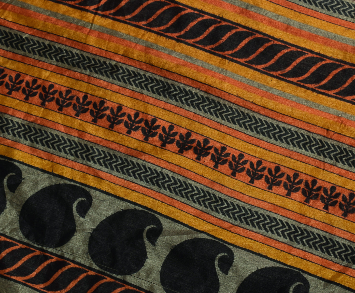 Sushila Vintage Cream Saree Blend Silk Printed Floral Soft Craft 5 YD Fabric