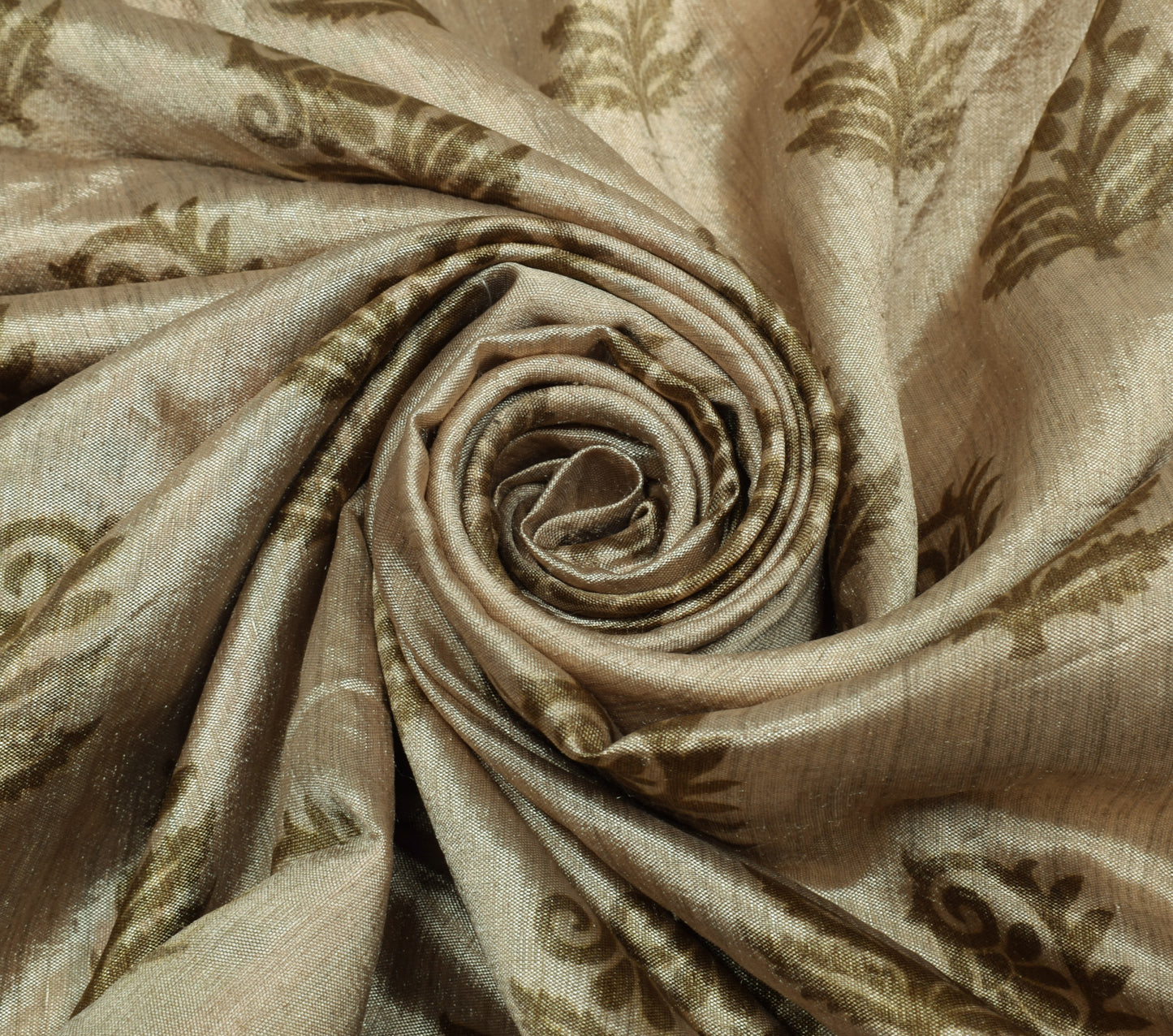 Sushila Vintage Cream Saree Blend Silk Printed Floral Soft Craft 5 YD Fabric