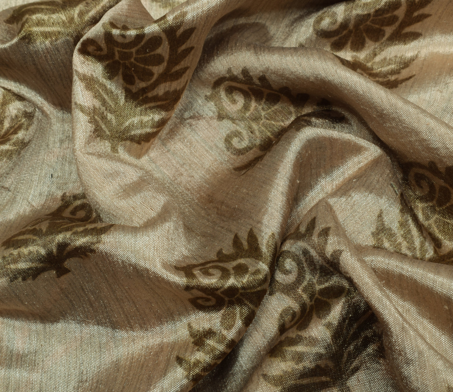 Sushila Vintage Cream Saree Blend Silk Printed Floral Soft Craft 5 YD Fabric