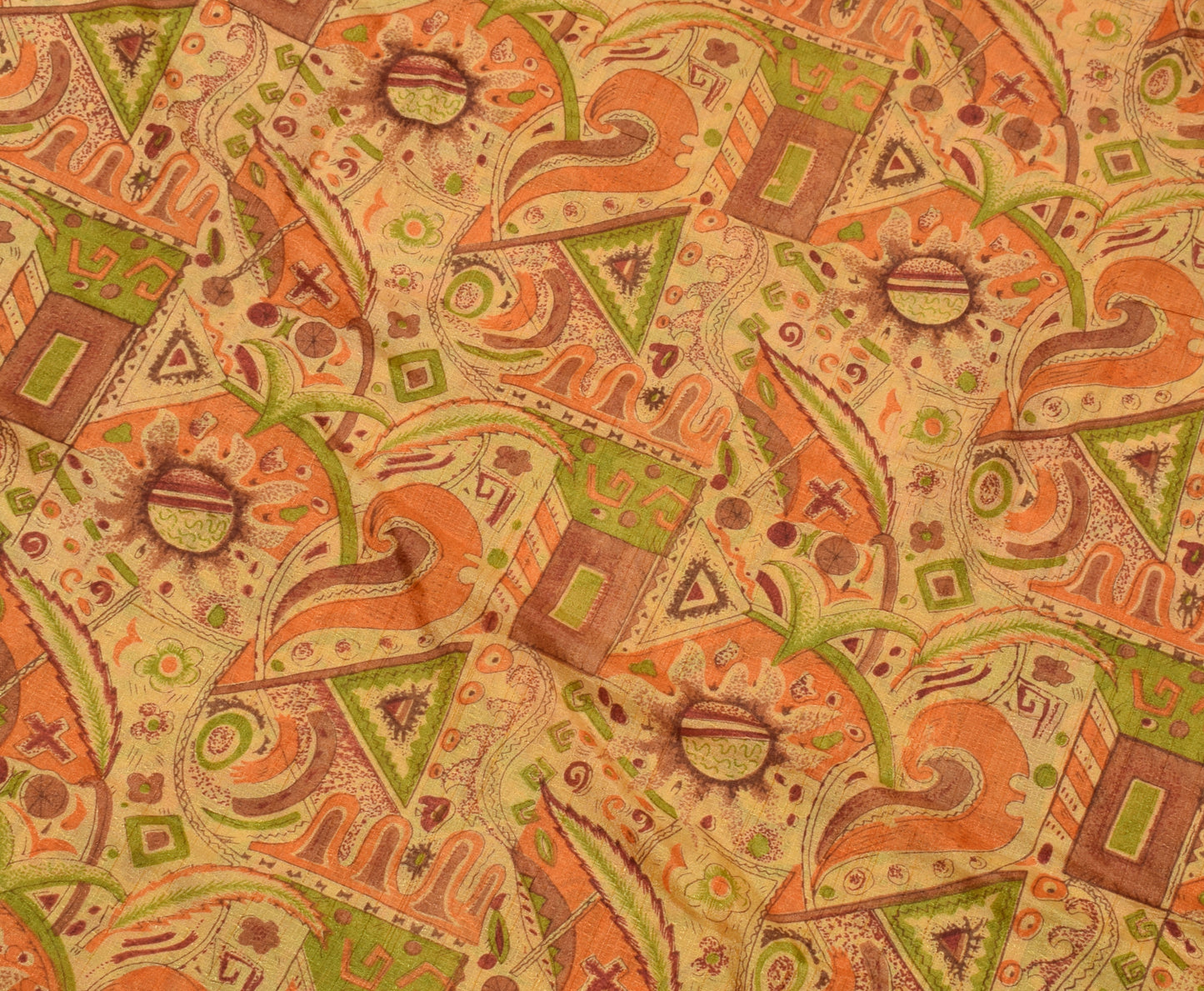 Sushila Vintage Indian Yellow Saree Blend Silk Printed Floral Soft Craft Fabric