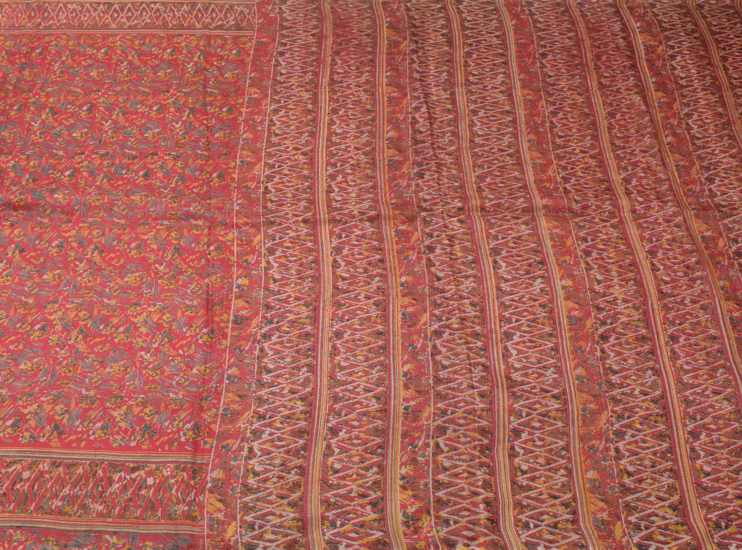 Sushila Vintage Pink Indian Saree 100% Pure Silk Printed Soft Craft Fabric