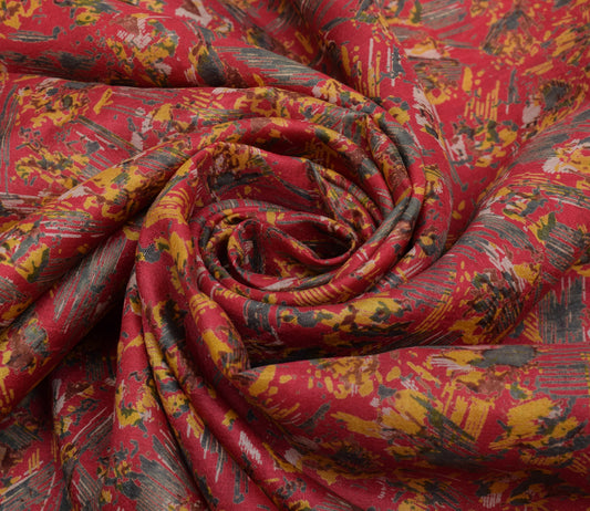 Sushila Vintage Pink Indian Saree 100% Pure Silk Printed Soft Craft Fabric