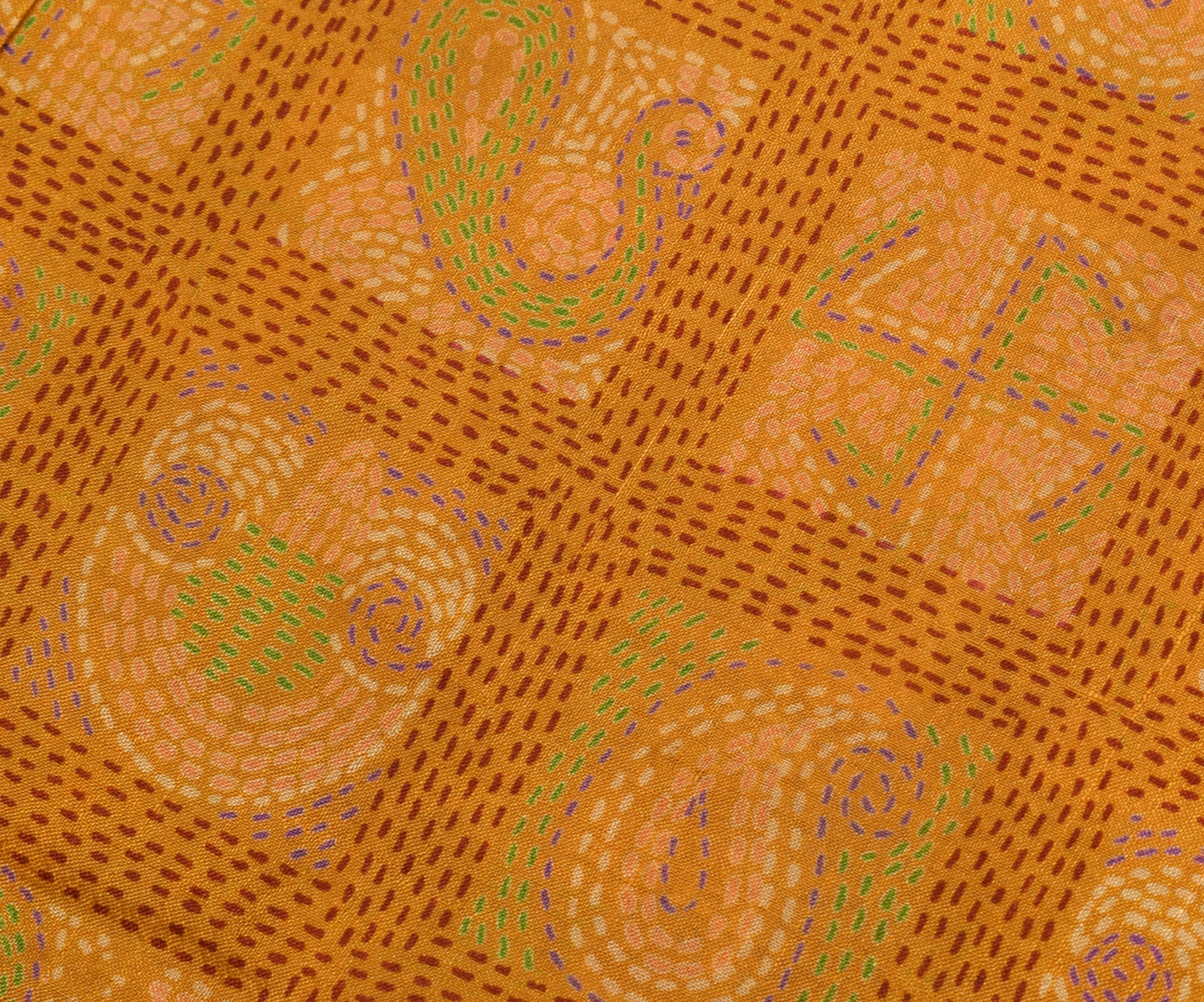 Sushila Vintage Mustard Saree 100% Pure Silk Printed Soft Craft Sari Fabric