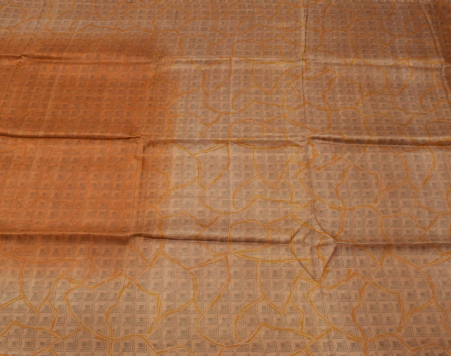 Sushila Vintage Indian Brown Saree 100% Pure Silk Printed Soft Craft Fabric