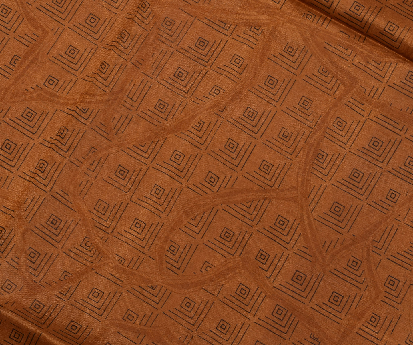 Sushila Vintage Indian Brown Saree 100% Pure Silk Printed Soft Craft Fabric