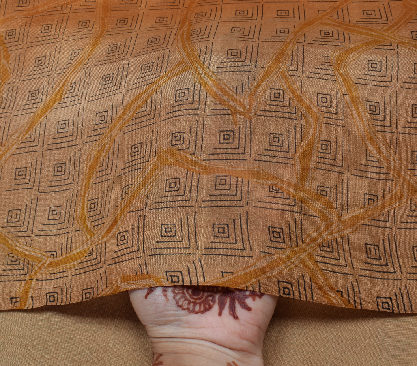Sushila Vintage Indian Brown Saree 100% Pure Silk Printed Soft Craft Fabric