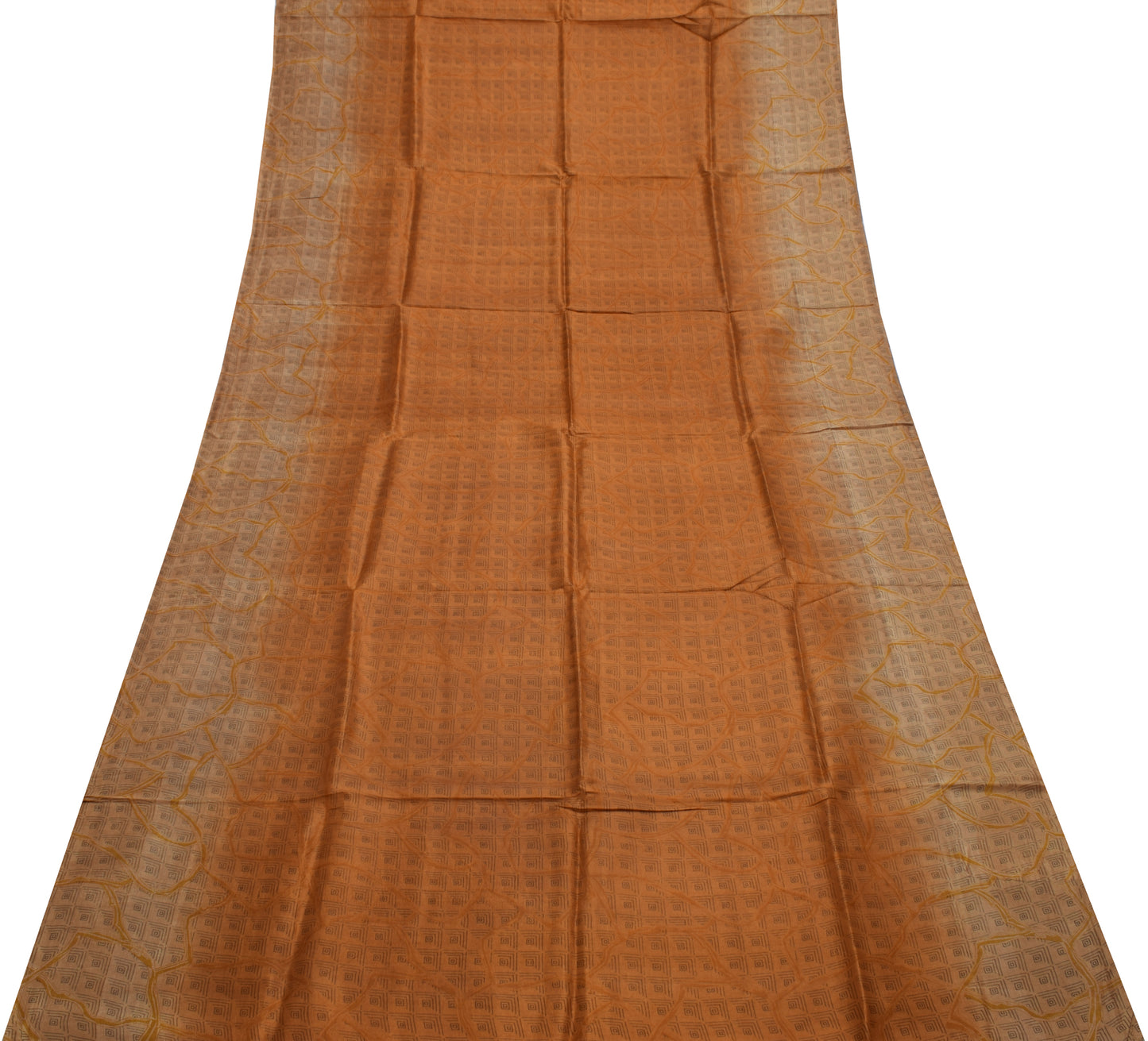 Sushila Vintage Indian Brown Saree 100% Pure Silk Printed Soft Craft Fabric