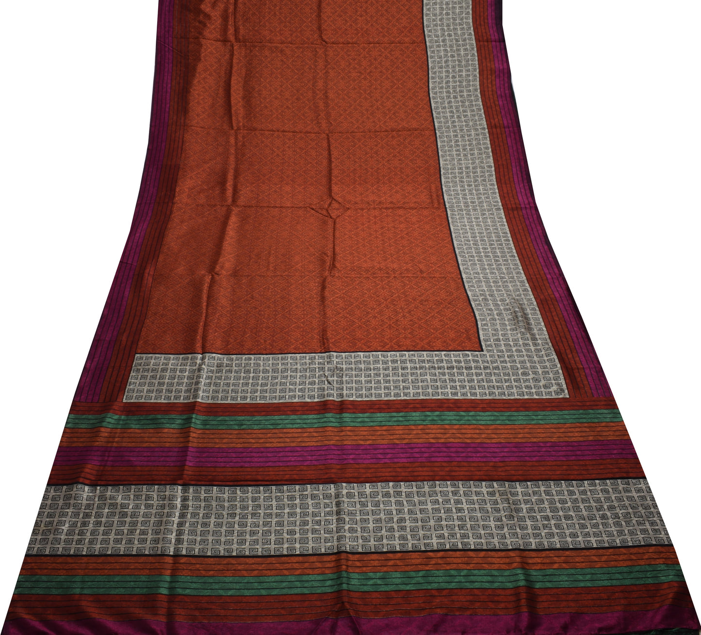 Sushila Vintage  Multi-Color Saree Blend Silk Printed 5 Yard Soft Craft Sari Fabric