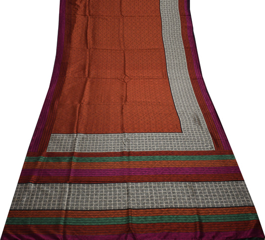Sushila Vintage  Multi-Color Saree Blend Silk Printed 5 Yard Soft Craft Sari Fabric