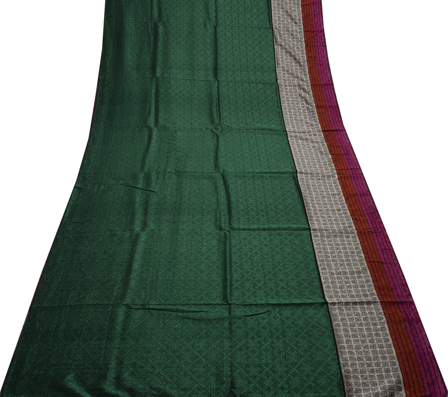 Sushila Vintage  Multi-Color Saree Blend Silk Printed 5 Yard Soft Craft Sari Fabric