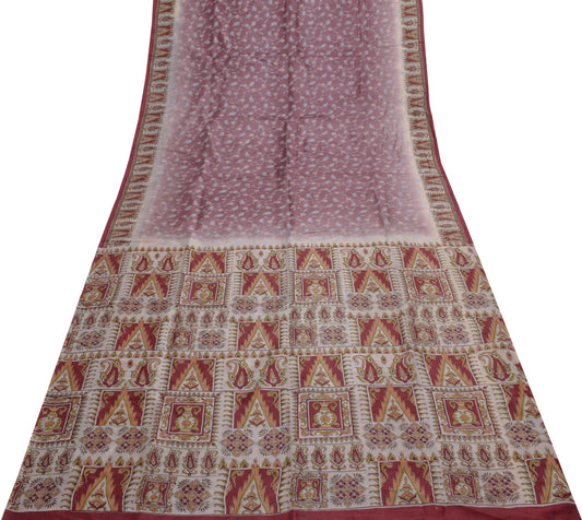 Sushila Vintage Indian Saree 100% Pure Silk Printed Floral Soft Craft Fabric