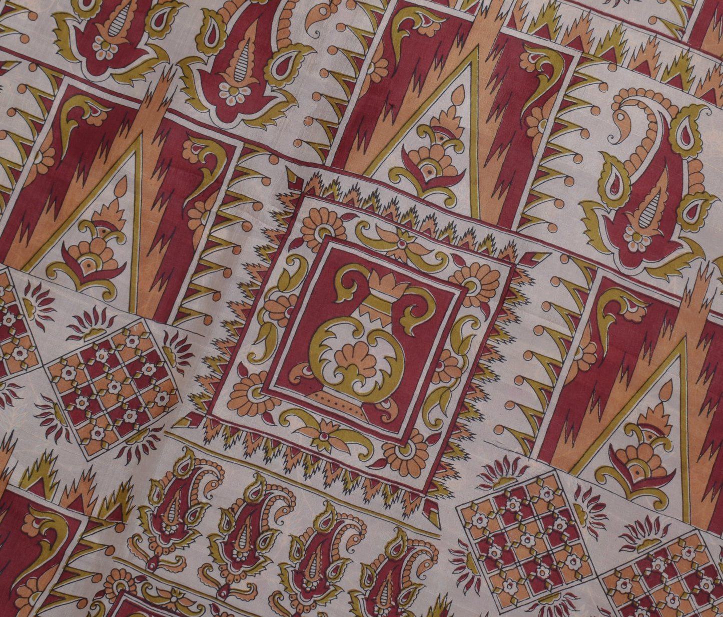 Sushila Vintage Indian Saree 100% Pure Silk Printed Floral Soft Craft Fabric
