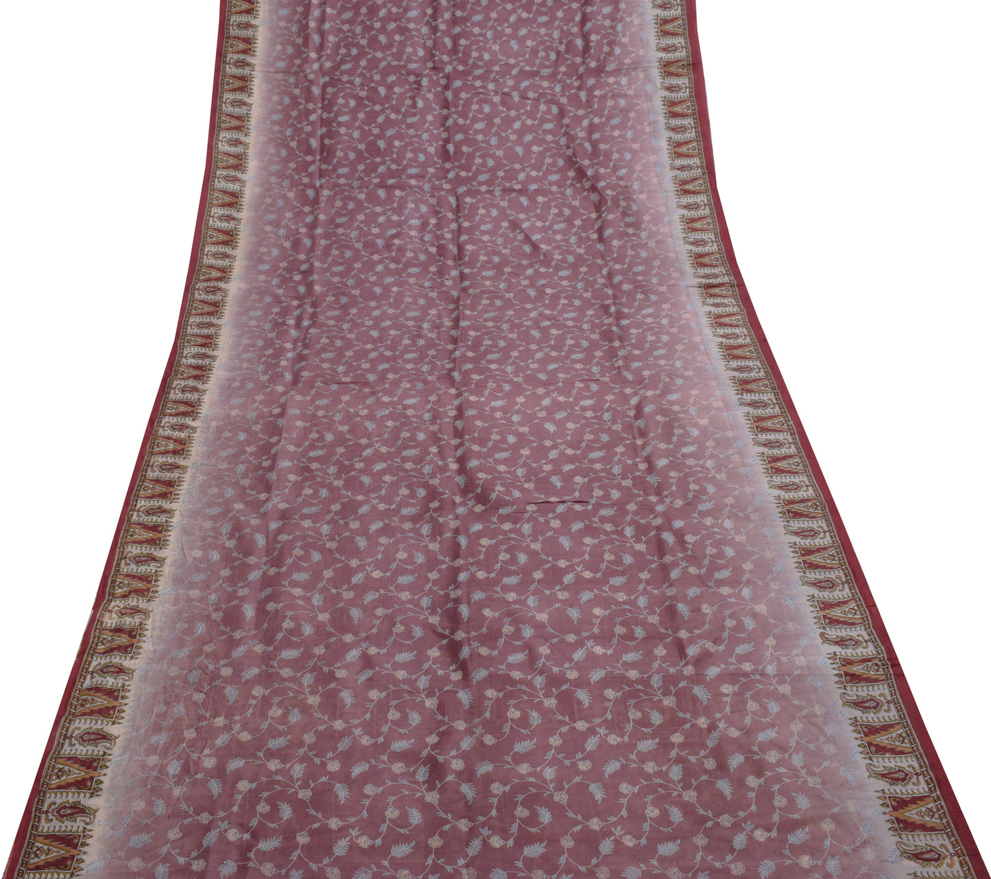 Sushila Vintage Indian Saree 100% Pure Silk Printed Floral Soft Craft Fabric