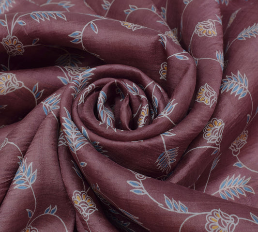 Sushila Vintage Indian Saree 100% Pure Silk Printed Floral Soft Craft Fabric
