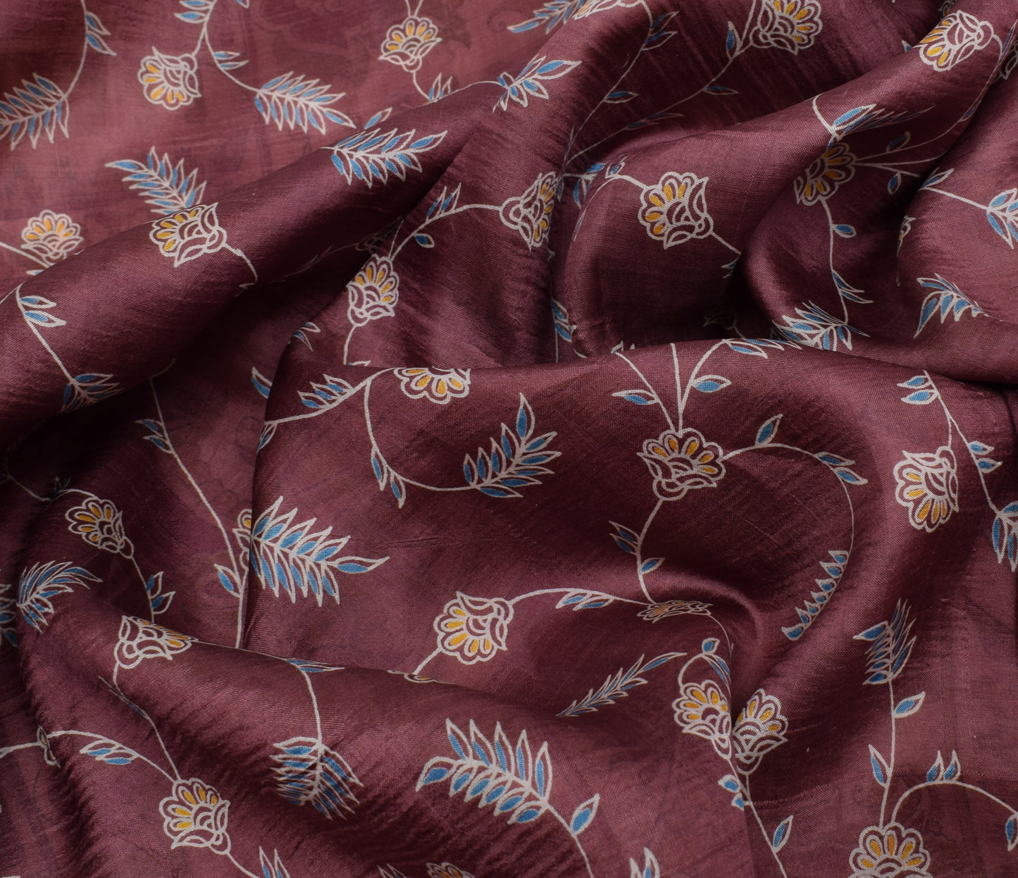 Sushila Vintage Indian Saree 100% Pure Silk Printed Floral Soft Craft Fabric