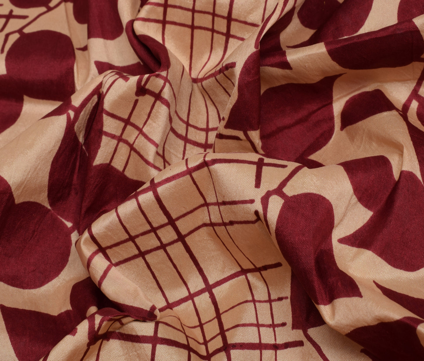 Sushila Vintage Cream Saree 100% Pure Silk Printed 5 Yard Craft Sari Fabric