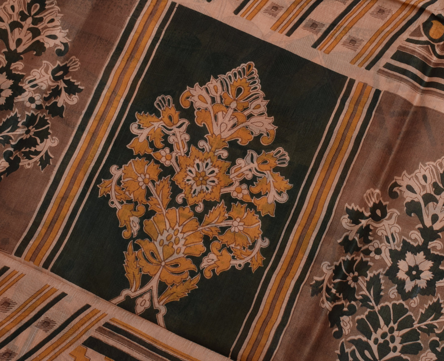 Sushila Vintage Indian Saree 100% Pure Silk Printed Soft Craft 5 Yard Fabric