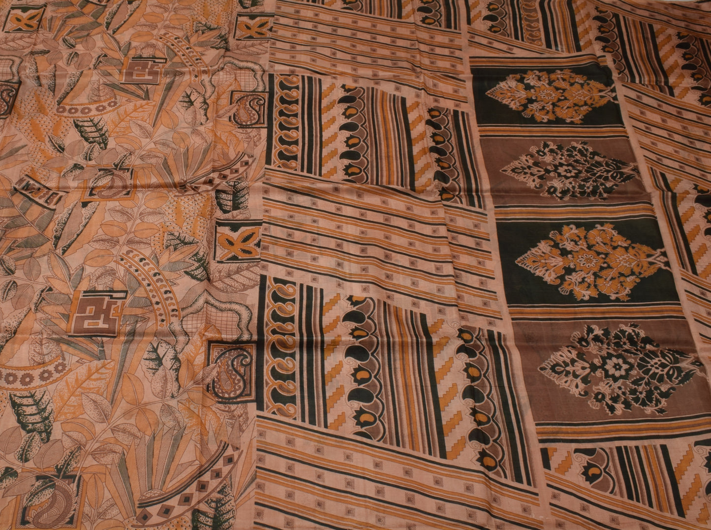Sushila Vintage Indian Saree 100% Pure Silk Printed Soft Craft 5 Yard Fabric