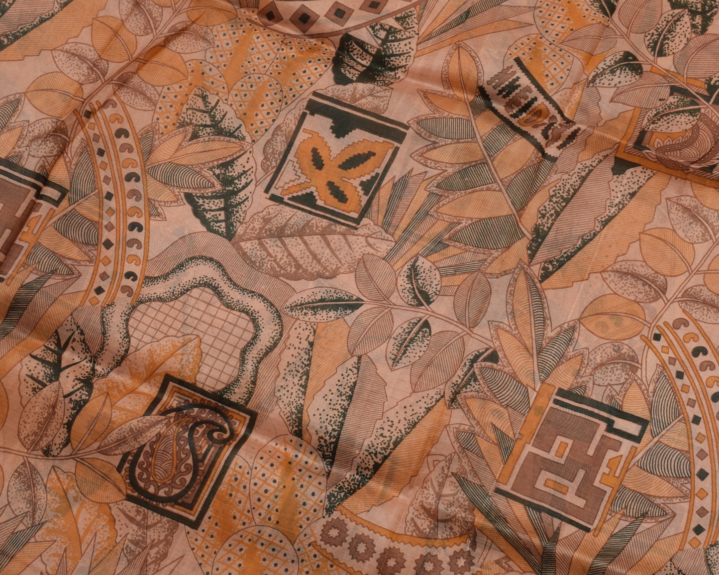 Sushila Vintage Indian Saree 100% Pure Silk Printed Soft Craft 5 Yard Fabric