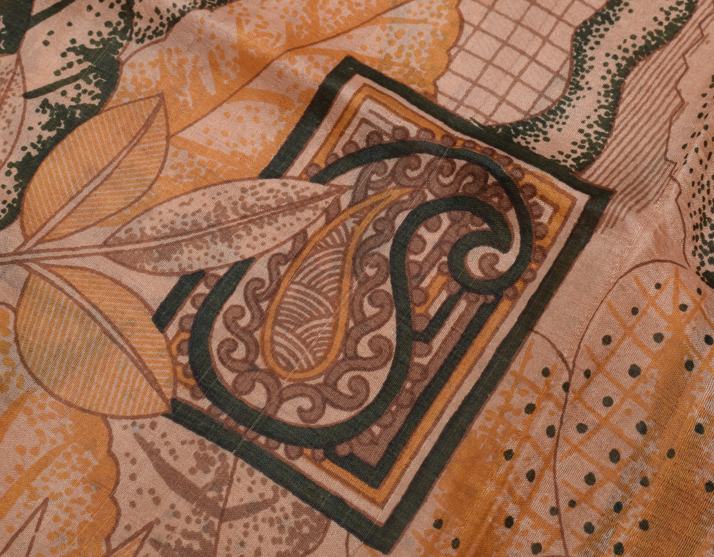 Sushila Vintage Indian Saree 100% Pure Silk Printed Soft Craft 5 Yard Fabric
