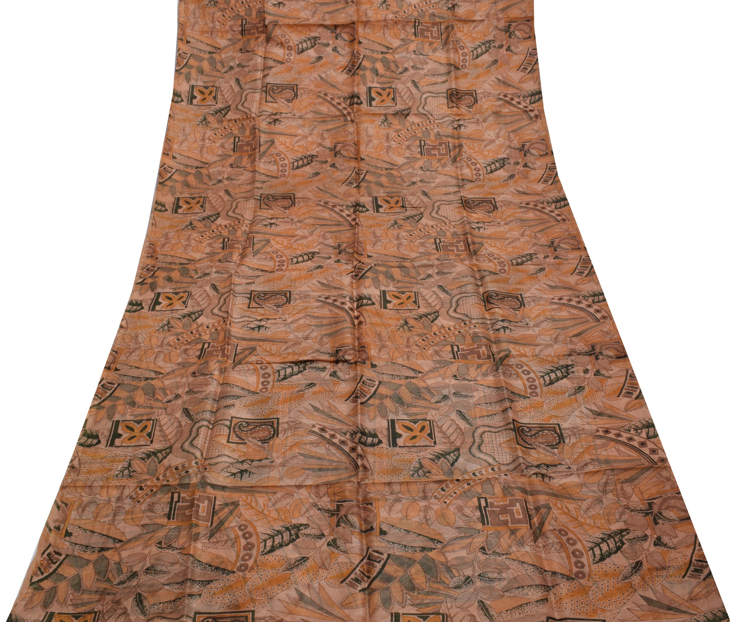 Sushila Vintage Indian Saree 100% Pure Silk Printed Soft Craft 5 Yard Fabric