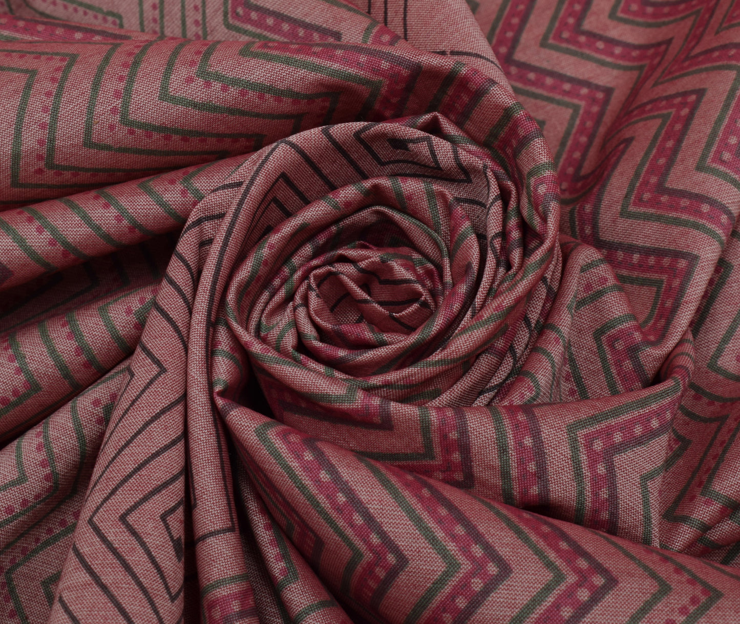 Sushila Vintage Indian Saree Blend Silk Hand Block Printed Zig-Zag Sari Fabric