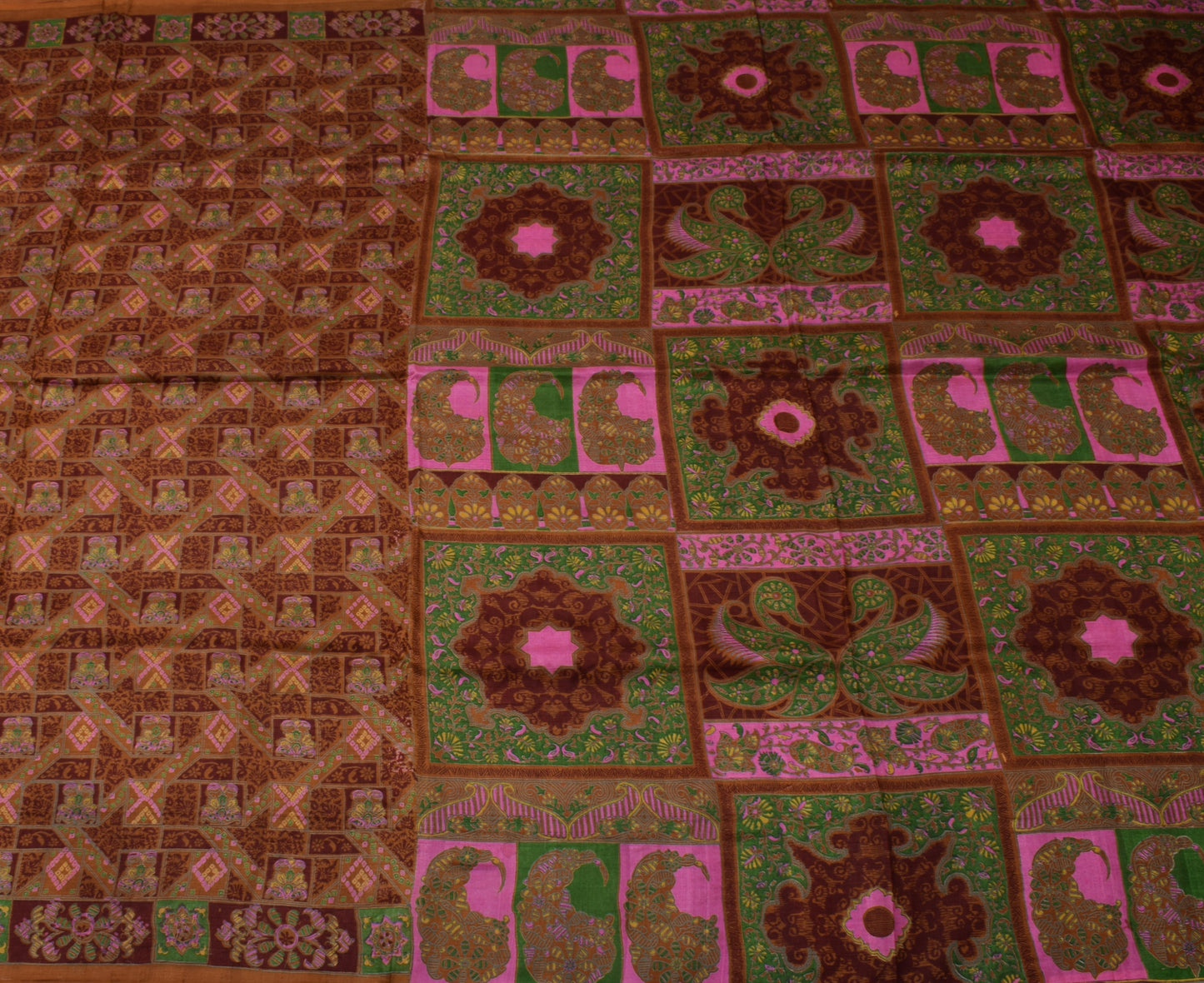Sushila Vintage Indian Saree 100% Pure Silk Printed Floral Soft Craft Fabric
