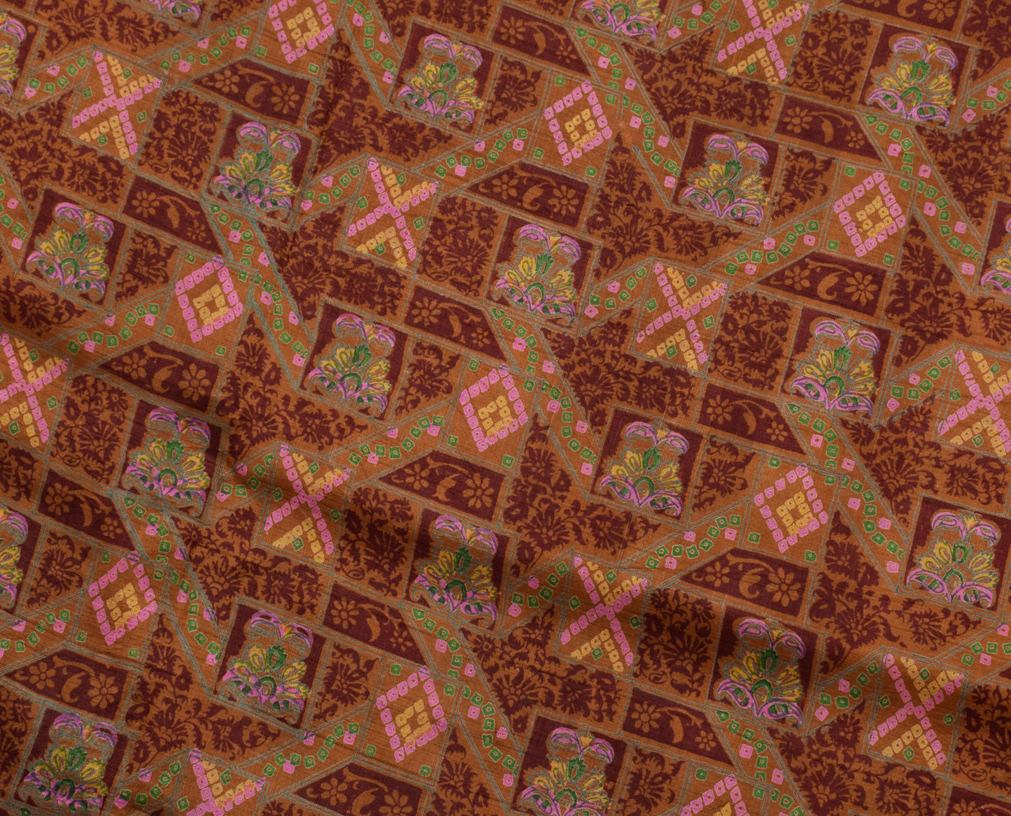 Sushila Vintage Indian Saree 100% Pure Silk Printed Floral Soft Craft Fabric