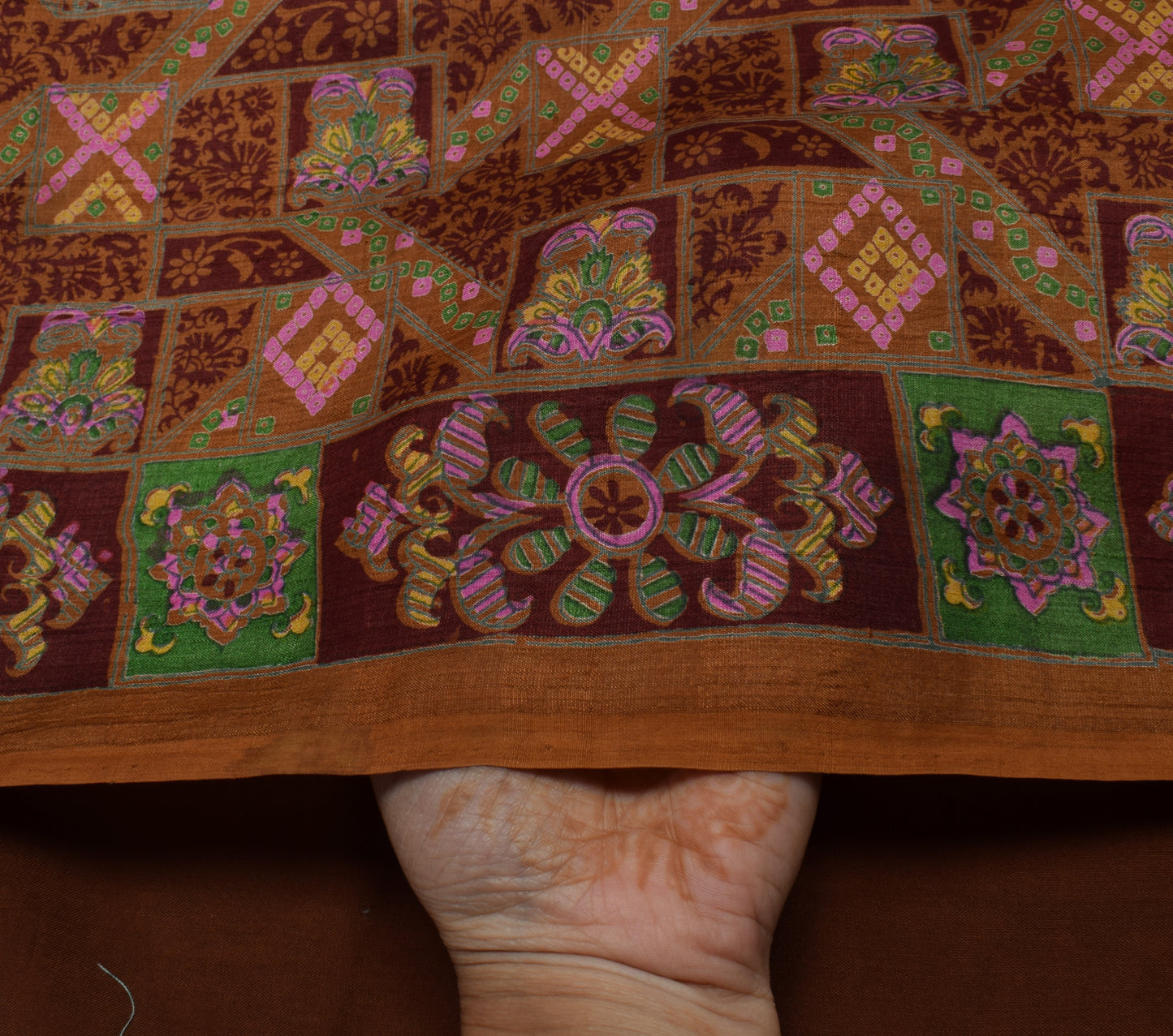 Sushila Vintage Indian Saree 100% Pure Silk Printed Floral Soft Craft Fabric