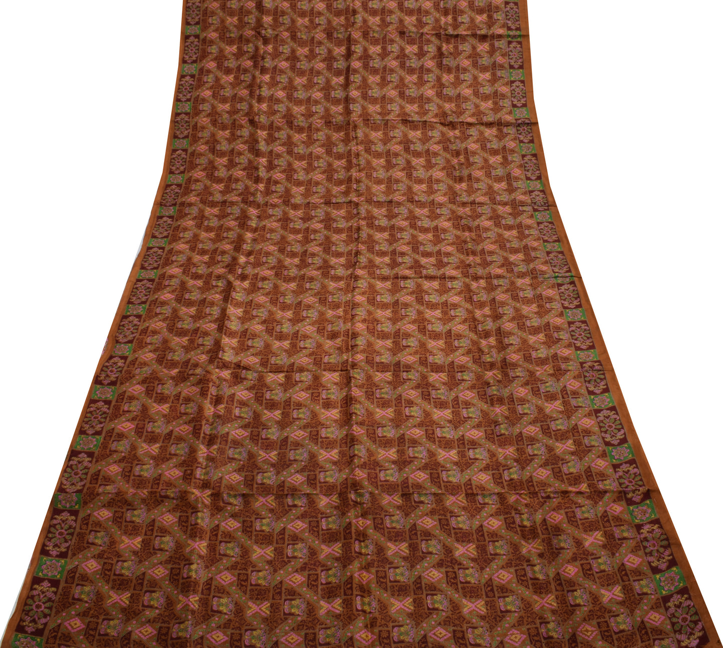 Sushila Vintage Indian Saree 100% Pure Silk Printed Floral Soft Craft Fabric