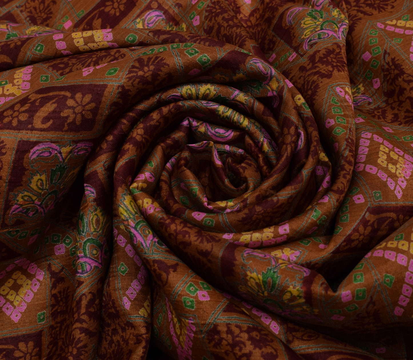 Sushila Vintage Indian Saree 100% Pure Silk Printed Floral Soft Craft Fabric
