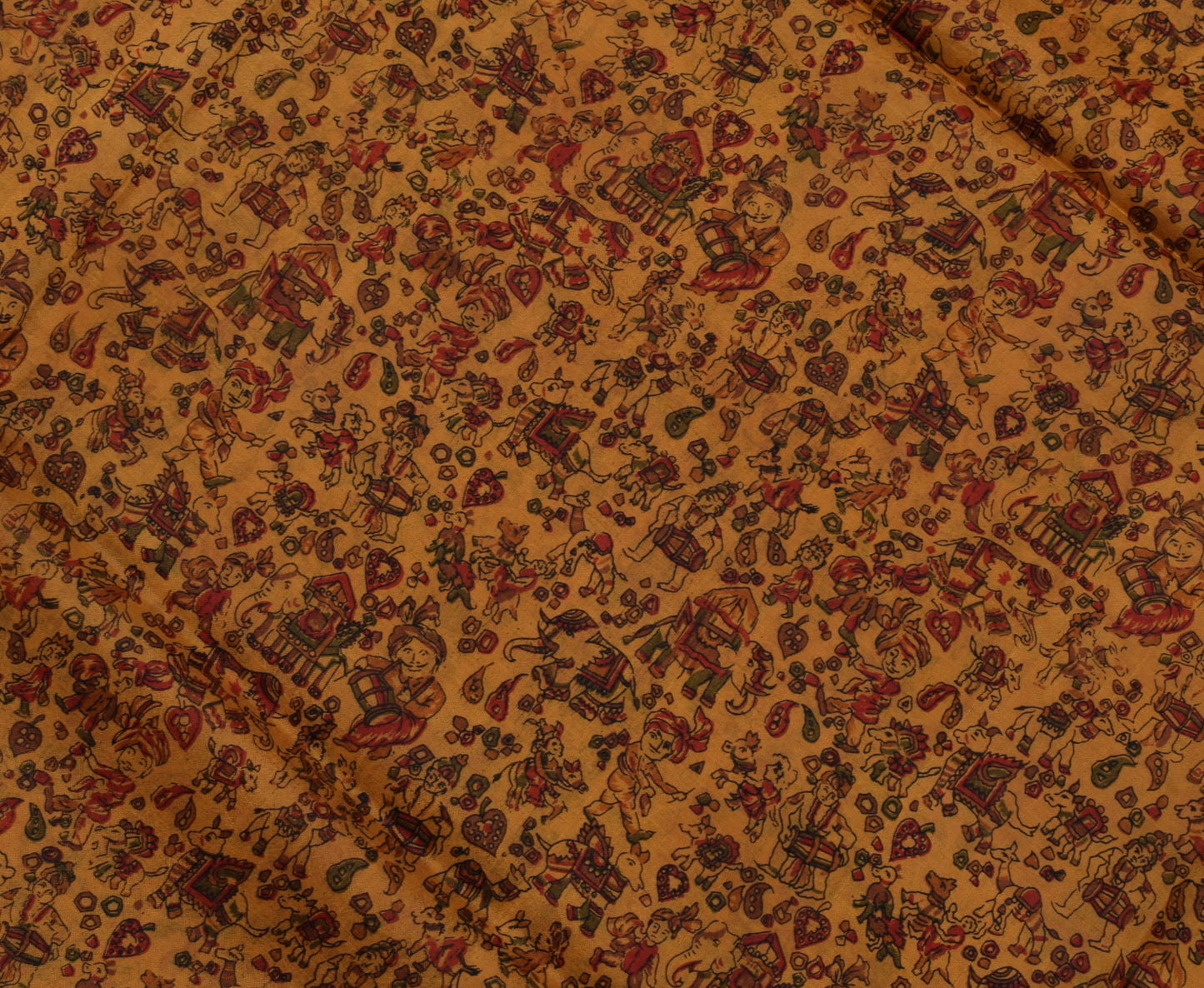 Sushila Vintage Brown Saree 100% Pure Silk Printed Soft Craft 5 Yard Fabric