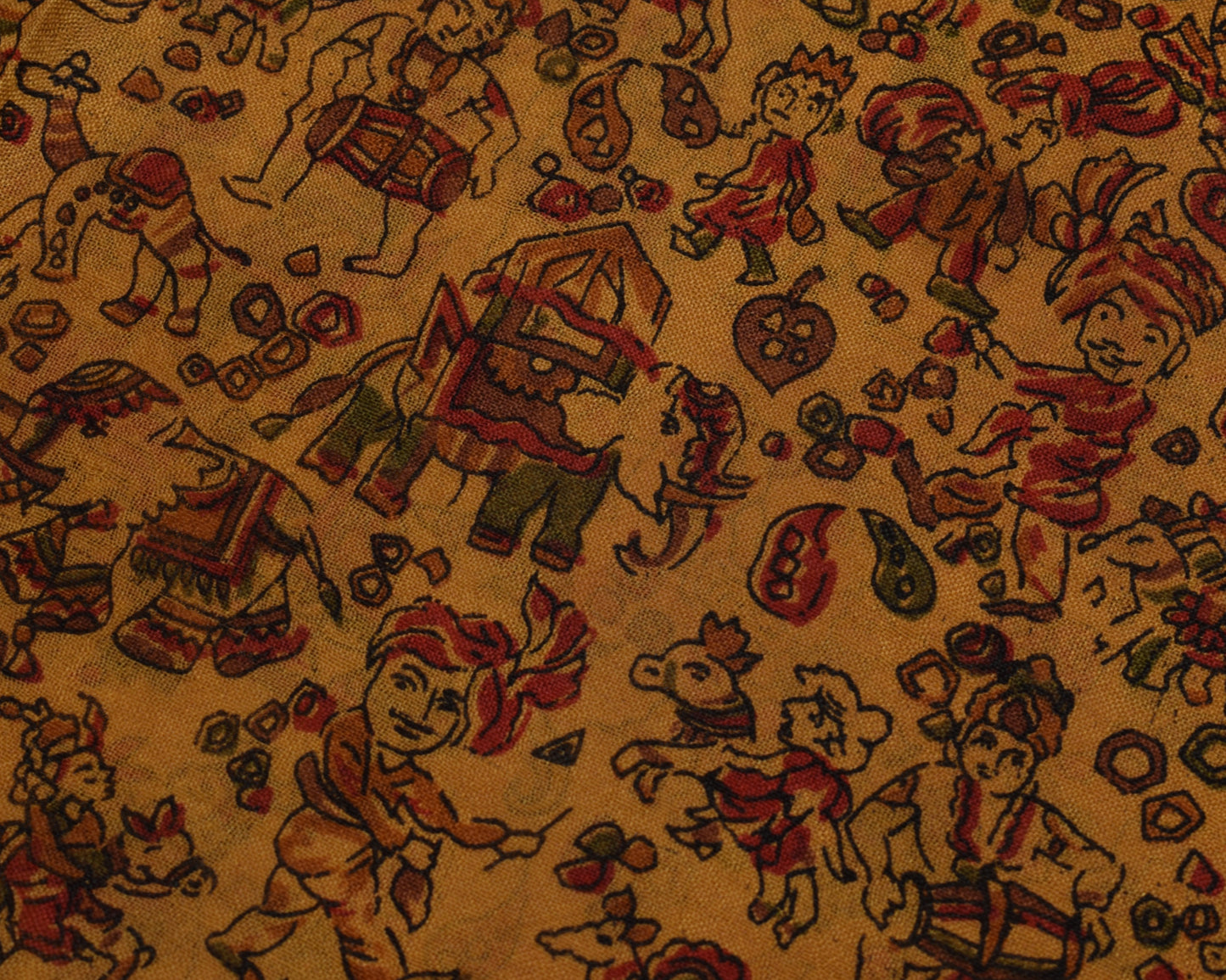 Sushila Vintage Brown Saree 100% Pure Silk Printed Soft Craft 5 Yard Fabric