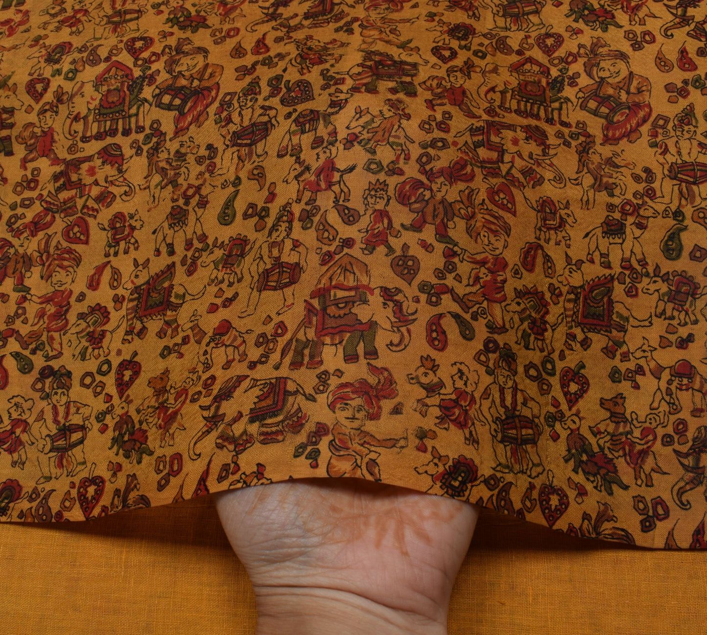 Sushila Vintage Brown Saree 100% Pure Silk Printed Soft Craft 5 Yard Fabric