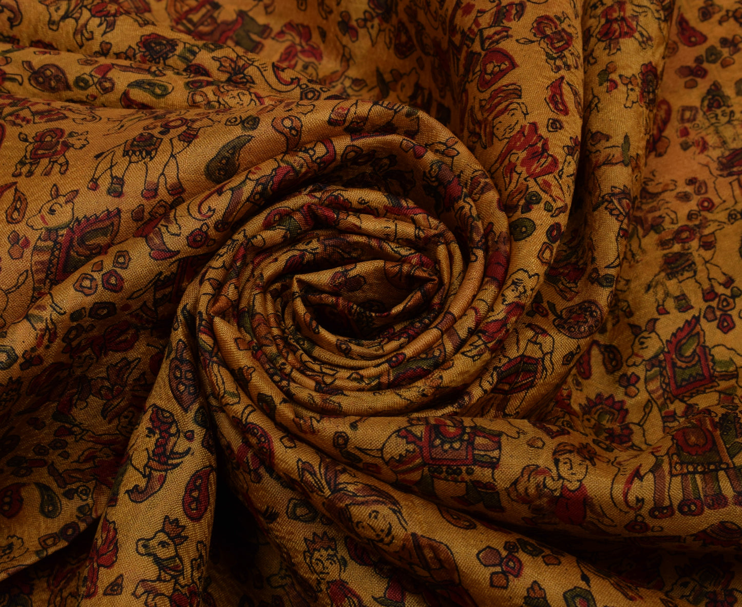 Sushila Vintage Brown Saree 100% Pure Silk Printed Soft Craft 5 Yard Fabric