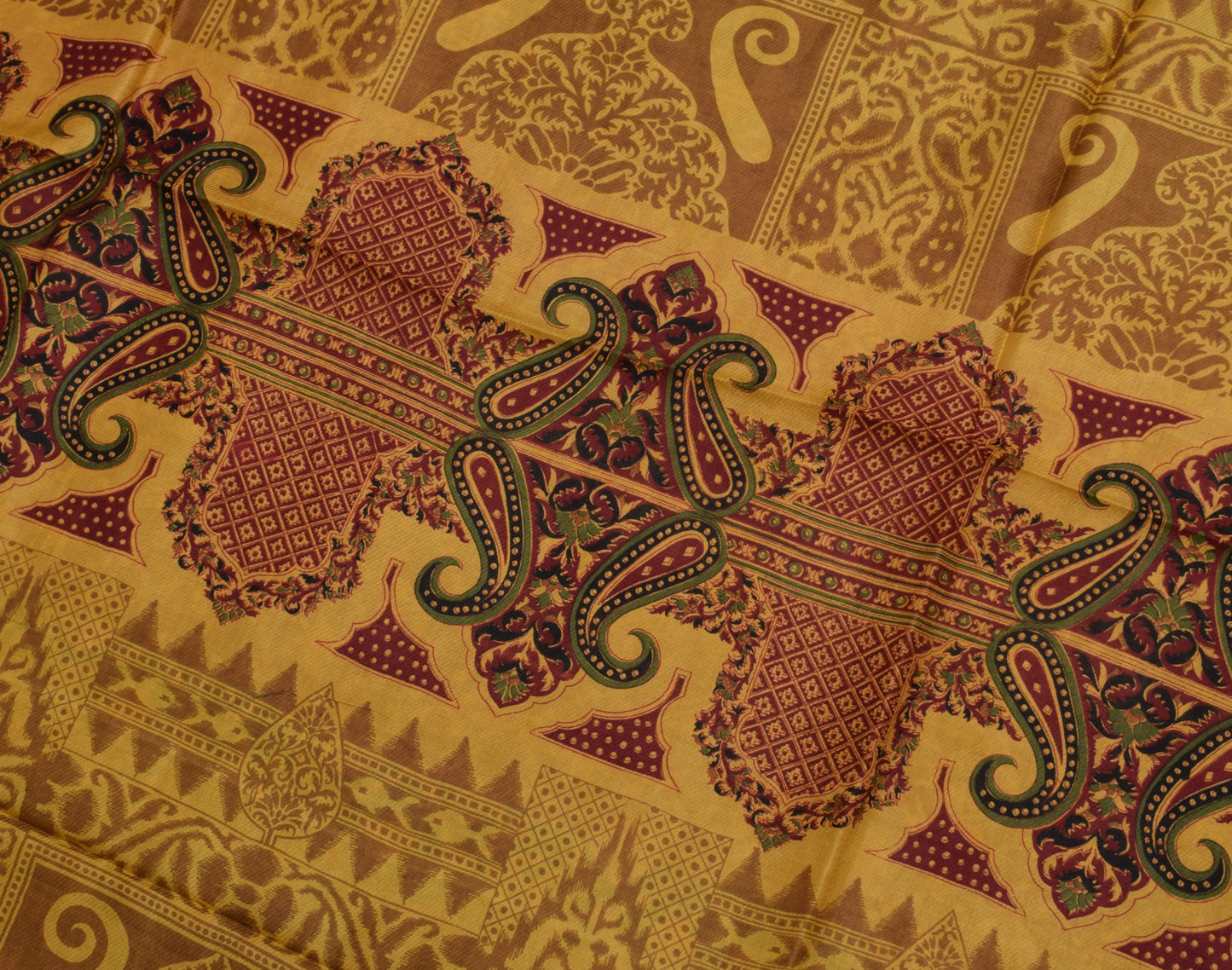 Sushila Vintage Indian Saree 100% Pure Silk Printed Floral Soft Craft Fabric