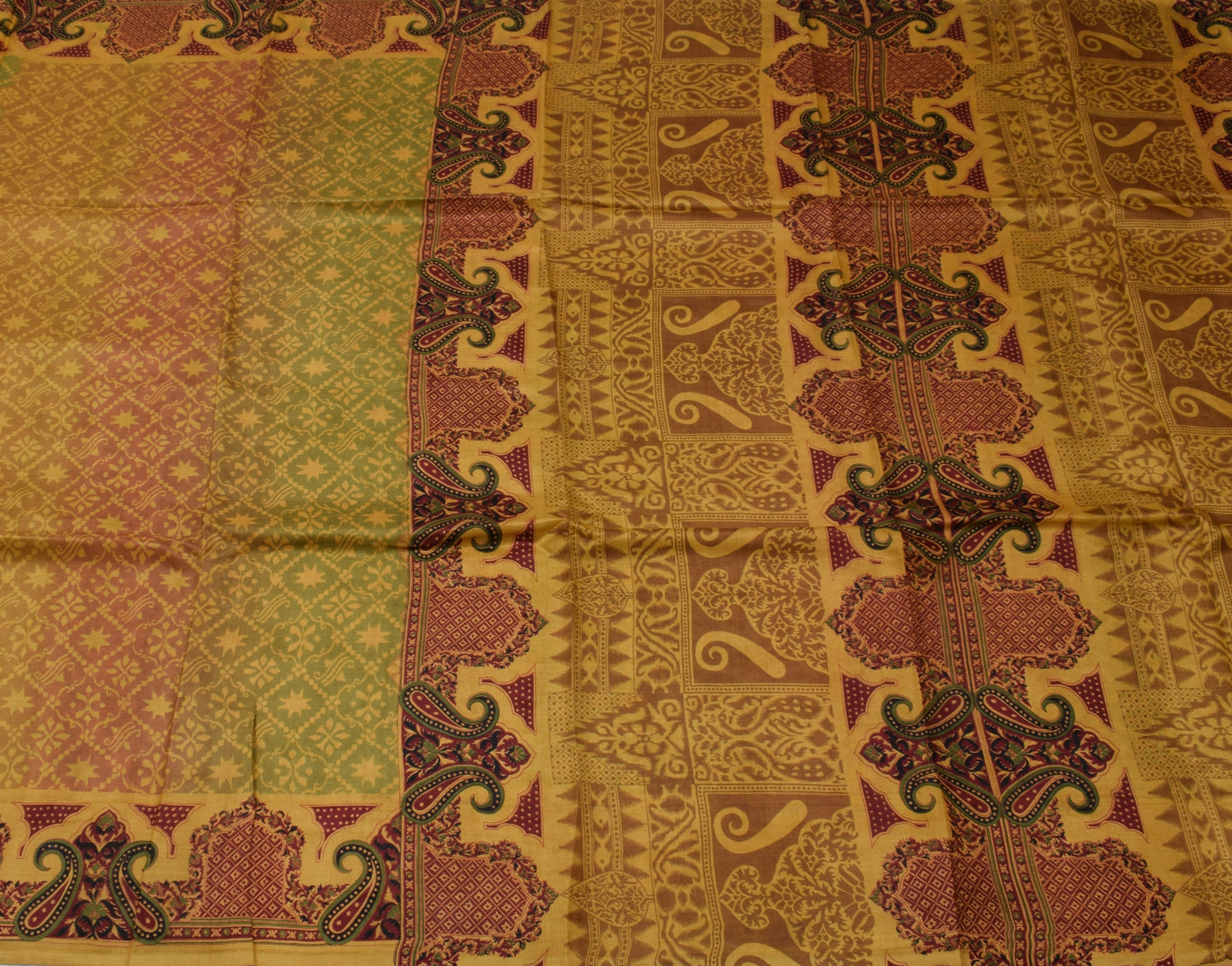 Sushila Vintage Indian Saree 100% Pure Silk Printed Floral Soft Craft Fabric
