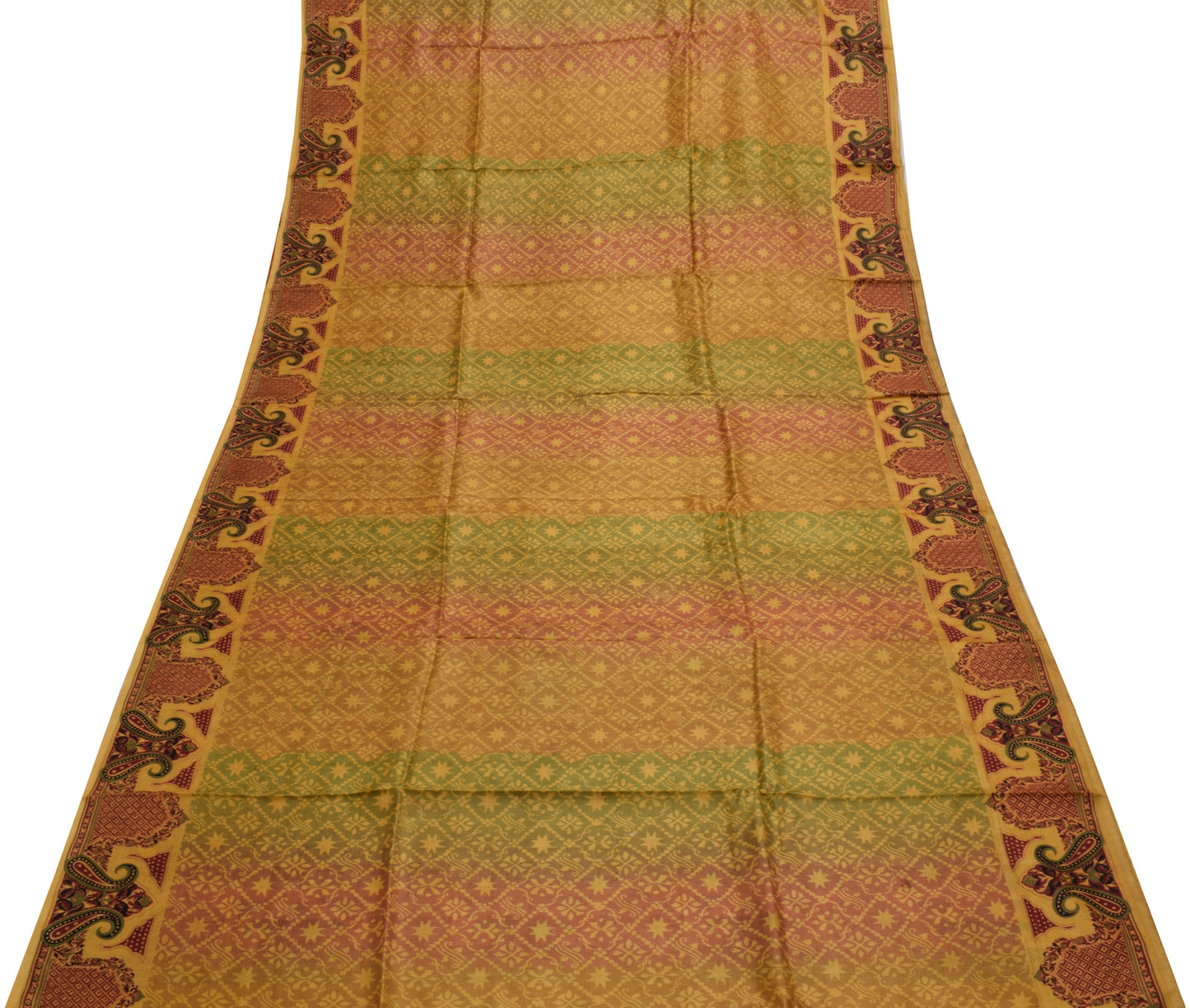 Sushila Vintage Indian Saree 100% Pure Silk Printed Floral Soft Craft Fabric