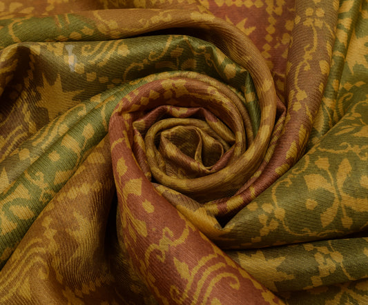 Sushila Vintage Indian Saree 100% Pure Silk Printed Floral Soft Craft Fabric