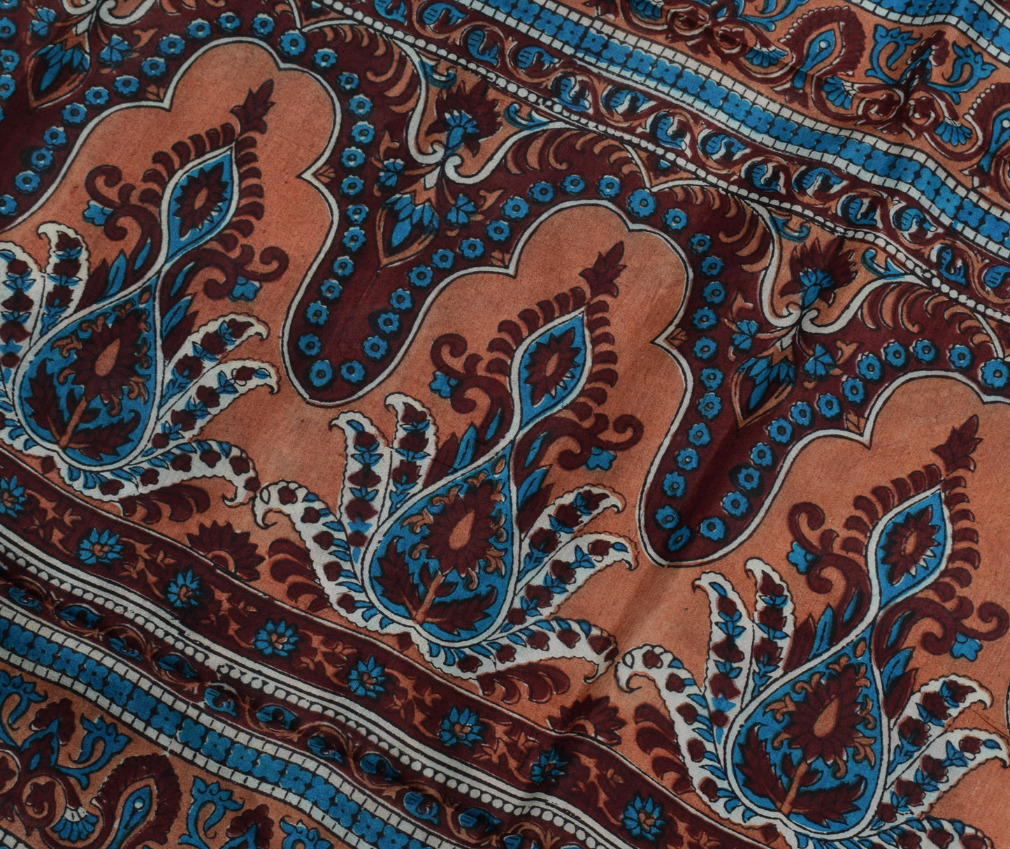 Sushila Vintage Off White Saree 100% Pure Silk Printed Paisley Soft Craft Fabric